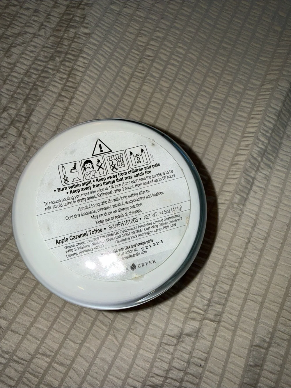 Goose Creek 4” Apple Carmel Toffee 3 Wick Candle